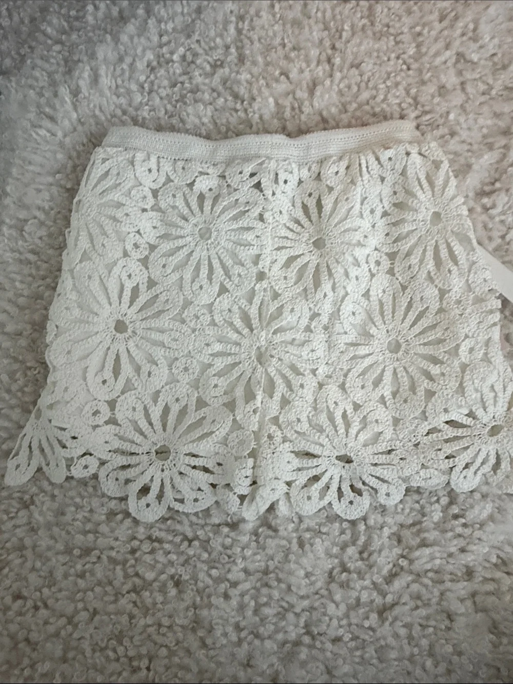 Aqua White Crochet Floral Lace Shorts - Picture 5 of 5